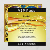 Invitation Sweet 16 Anniversaire VIP pass Disco (Devant / Derrière)