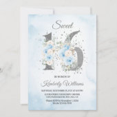 Invitation Sweet 16 Aquarelle Bébé thème bleu (Devant)