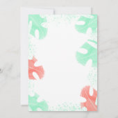 Invitation Sweet 16 Aquarelle Monstera Coral Mint Feuille (Dos)