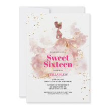 Sweet 16 Aquarelle or et Parties scintillant rose