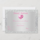 Invitation Sweet 16 argent brillant diamant rose (Devant)