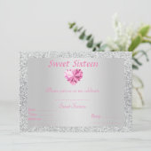Invitation Sweet 16 argent brillant diamant rose (Debout devant)