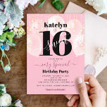 Invitation Sweet 16 Balloons Rose Anniversaire Gold Girly Bol<br><div class="desc">Cet invitation est un excellent moyen de faire célébrer à votre fille son anniversaire marquant avec tous ses amis. Envoyez cette invitation étonnante, simple, festive, moderne, personnalisée. La typographie noire et la typographie grasse, graphique et manuscrite recouvrent des ballons roses et des lampes à cordes brillantes d'or sur un arrière...</div>