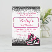 Invitation Sweet 16 Basket Anniversaire, Parties scintillant (Debout devant)