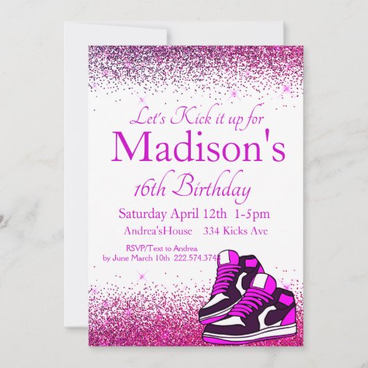 Invitation Sweet 16, Basket Anniversaire, Parties scintillant (Devant)