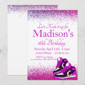 Invitation Sweet 16, Basket Anniversaire, Parties scintillant (Devant / Derrière)