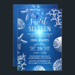 Invitation Sweet 16 Beach Starfish Seashells Sous l'eau<br><div class="desc">Elégante Plage sous-marine Coral Reef Starfish Sweet 16 Invitations d'anniversaire.</div>