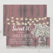 Invitation Sweet 16 Bébés Rustiques Respirer Floral Jar Rose  (Devant / Derrière)