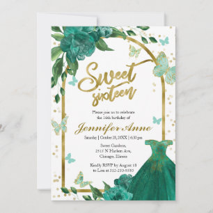 Invitation Sweet 16 Beurre Vert Blush Gown