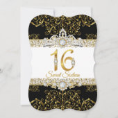 Invitation Sweet 16 Black Gold Diamond Glamor Anniversaire (Devant)