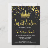Invitation Sweet 16 Black Gold Parties scintillant Confetti C (Devant)