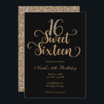 Invitation Sweet 16 Black & Gold Parties scintillant fête d'a<br><div class="desc">Personnaliser pour votre événement.</div>