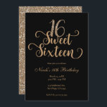 Invitation Sweet 16 Black & Gold Parties scintillant fête d'a<br><div class="desc">Personnaliser pour votre événement.</div>