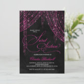Invitation Sweet 16 Black Hot rose Parties scintillant Annive (Debout devant)