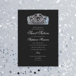 Invitation Sweet 16 Black Princess Couronne Jalon Anniversair<br><div class="desc">Customisez tout le texte comme le titre de l'événement. Customisez la couleur de la couleur arrière - plan ; l'image de la couronne et la photo de retour sont facultatives.</div>