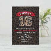 Invitation Sweet 16 Black & Red Sports Empreinte de léopard P (Debout devant)