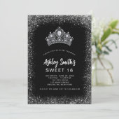 Invitation Sweet 16 Black Silver Parties scintillant Diamond (Debout devant)