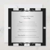 Invitation Sweet 16 Black & Silver Stripe Jewel Party (Dos)