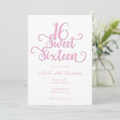 Invitation Sweet 16 Blanc & Bubblegum Rose Type Anniversaire (Debout devant)