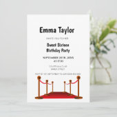 Invitation Sweet 16 blanc tapis rouge Hollywood Anniversaire (Debout devant)