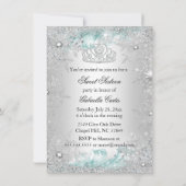 Invitation Sweet 16 Bleu Pailleté Flocon de Neige (Dos)
