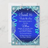 Invitation Sweet 16 Bleu sous l'Océan (Devant)
