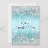 Invitation Sweet 16 Blue Diamond Snowflake Winter Wonderland (Devant)