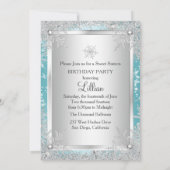 Invitation Sweet 16 Blue Diamond Snowflake Winter Wonderland (Dos)