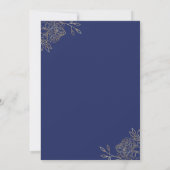 Invitation Sweet 16 Blue et Gold Line Fleurs d'art Floral (Dos)