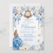 Invitation Sweet 16 Blue Royal Princess (V2) Élégant (Devant)