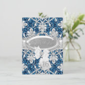 Invitation Sweet 16 Blue Sparkle Diamond & Paillet (Debout devant)