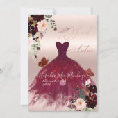 Invitation Sweet 16 Blush Bourgogne Aquarelle Fleurs Invitat (Devant)