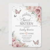 Invitation Sweet 16 Boho Blush Dusty Rose Floral Pampas Grass (Devant)