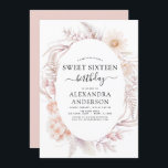 Invitation Sweet 16 Boho Dusty rose Floral Anniversaire<br><div class="desc">Boho Dusty rose Floral Botanique Bohème Tropical Watercolor Cadre Printemps,  Été,  Automne,  Automne Sweet 16 Anniversaire Fête Invitations - comprend une belle et élégante typographie script avec des fleurs botaniques modernes du désert pour la fête spéciale Sweet sixteen 16ème Anniversaire.</div>