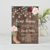 Invitation Sweet 16 Boho Rustique Floral Lights Invitati (Debout devant)