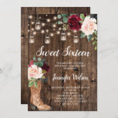 Invitation Sweet 16 Boho Rustique Floral Lights Invitati (Devant / Derrière)