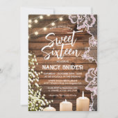 Invitation Sweet 16 Bois rustique Lumières à cordes Moderne (Devant)