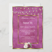 Invitation Sweet 16 Bourgogne Gold Fairy Lights Rose (Devant)