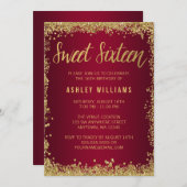 Invitation Sweet 16 Bourgogne Parties scintillant or Annivers (Devant / Derrière)