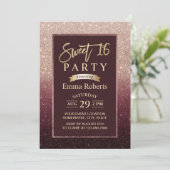 Invitation Sweet 16 Bourgogne & Rose Gold Ombre Anniversaire (Debout devant)