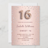 Invitation Sweet 16 brush rose or diamants script (Devant)