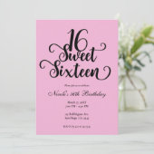 Invitation Sweet 16 Bubblegum Soirée d'anniversaire rose et n (Debout devant)