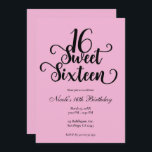 Invitation Sweet 16 Bubblegum Soirée d'anniversaire rose et n<br><div class="desc">Personnaliser pour votre événement.</div>
