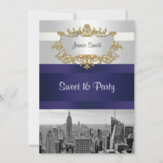 Invitation Sweet 16 BW 05 Skyline NYC Ruban Bleu M