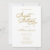 Invitation Sweet 16 Calligraphie Dorée Élégante (Devant)