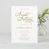 Invitation Sweet 16 Calligraphie Dorée Élégante (Debout devant)