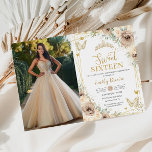Invitation Sweet 16 Champagne Brown Papillons Floraux Photo<br><div class="desc">Personnalisez cette belle carte d'invitation photo facilement et rapidement. Cliquez simplement sur le bouton "Modifier à l'aide des outils de conception" pour modifier le texte, le libellé, le style de police, la taille de police et la couleur de police. Vous pouvez également ajouter ou supprimer du texte, déplacer ou supprimer...</div>
