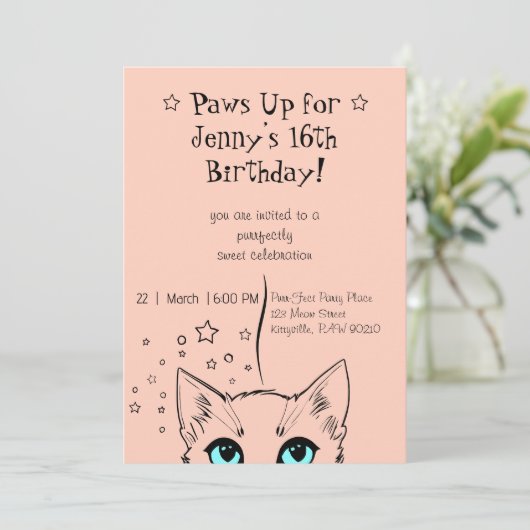 Invitation Sweet 16 Chat-Theme Anniversaire (Debout devant)