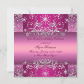 Invitation Sweet 16 Chaud rose/blanc Flocon de neige Invitati (Dos)