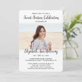 Invitation Sweet 16 Chic Modern Script 2 Photo Anniversaire (Debout devant)
